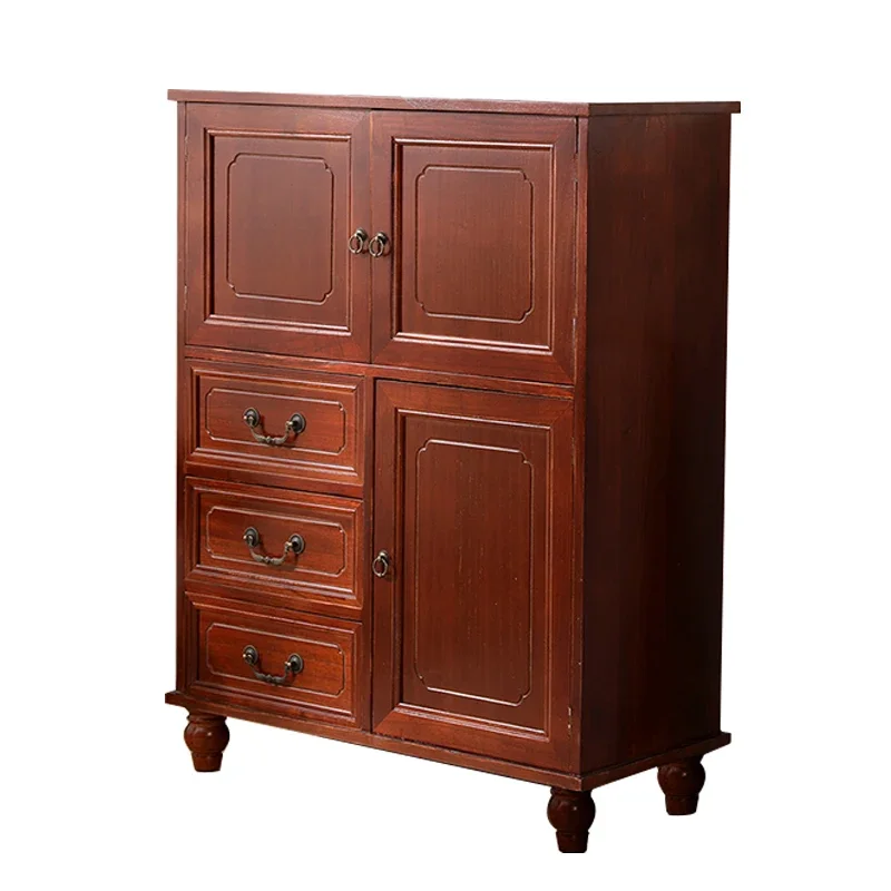 Bucket cabinet American solid wood tea cabinet dining side cabinet storage locker bedroom living room wall small apartment cupbo