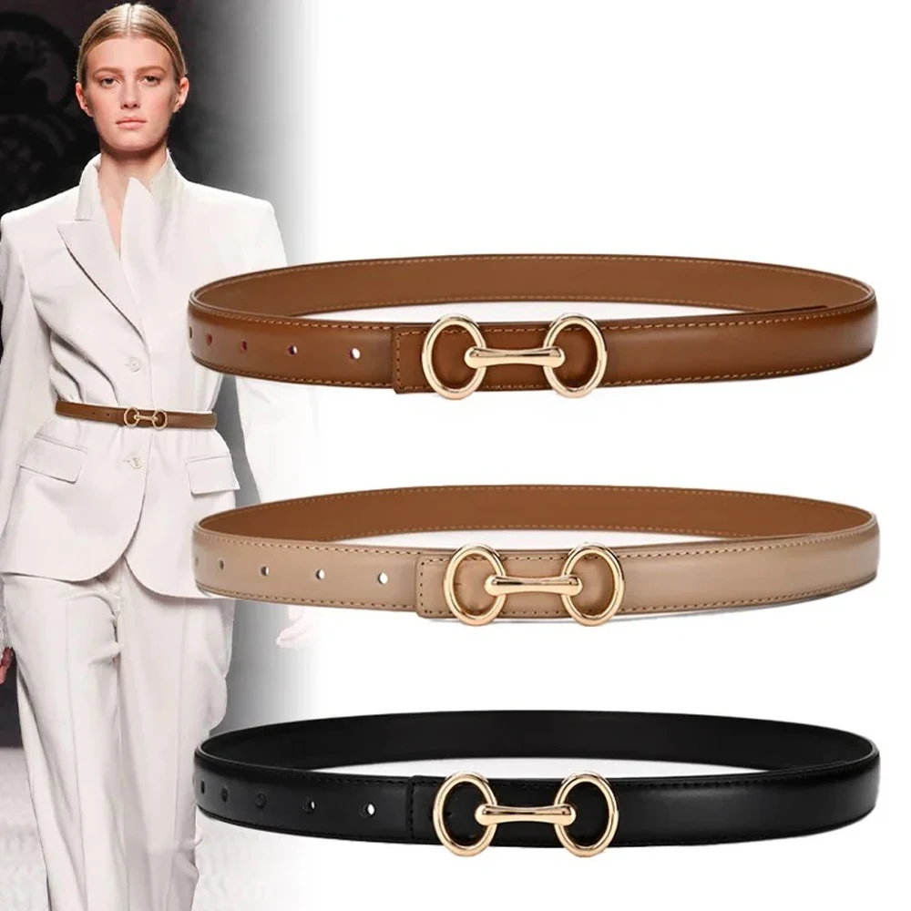 Women's Leather Belt Simple Wild Jeans Belt Korean Ins Wind DecorativeLeather Zinc Alloy Fashion Buckle  Belt with Suit Trousers