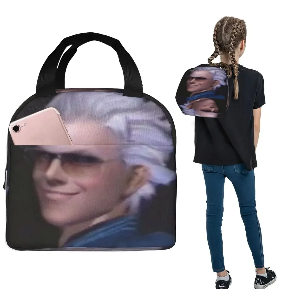 Vergil From The Devil May Cry Series Insulated Lunch Bag for Women Kids Portable Food Boxes Thermal Lunch Box Tote