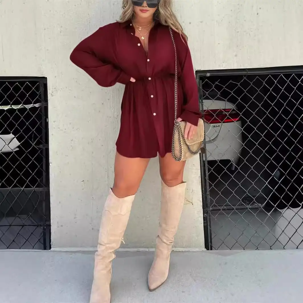 بدلة قفز نسائية طويلة مستقلة من Sve irt طقم عصري لموسم الخريف Briti Sle للكبار لون نقي بدلة تي شيرت #4