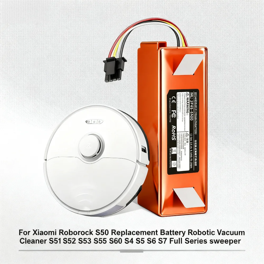 14.4V 6500mAh Rechargeable Battery for Xiaomi Roborock S50 S51 S55 T60 E352-00 S502-00 C10 E20 E35 Vacuum Cleaner.