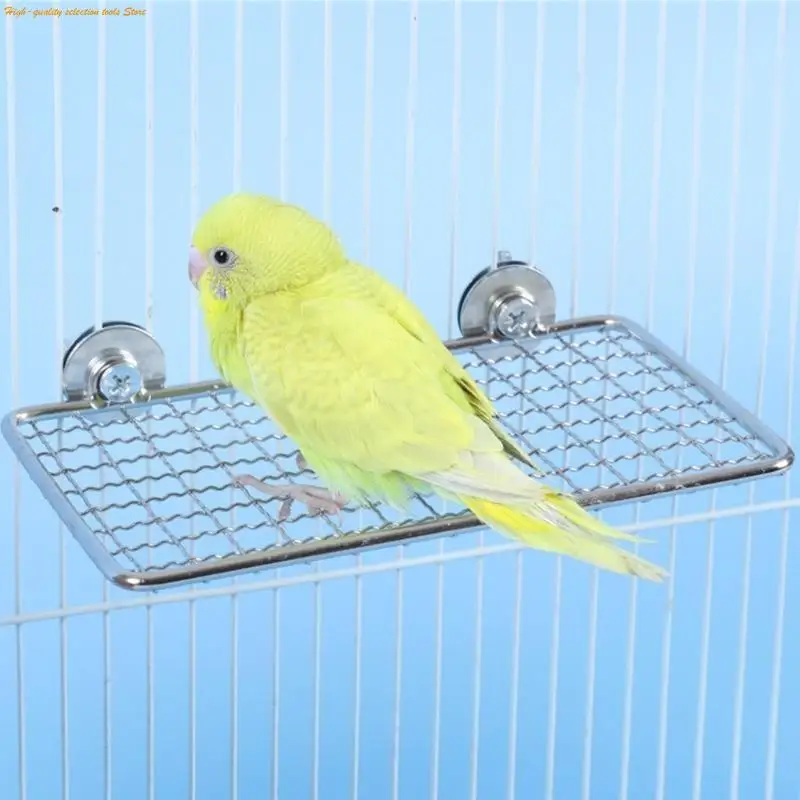203F Stainless Steel Bird Perch Platform Safe Bird Resting Jumping Shelf Stand for Parrots and Birds in Cage Accessories