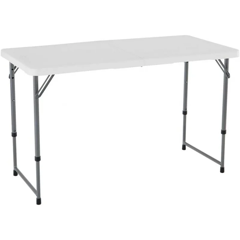 Fold-in-Half Adjustable Folding Table, 4 Foot