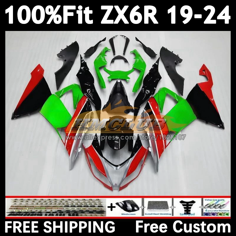 Body For KAWASAKI NINJA ZX-6R 2019 2020 2021 2022 2023 2024 160No.15 red green ZX 636 6R ZX636 ZX6R 19 20 21 22 23 24 Fairing