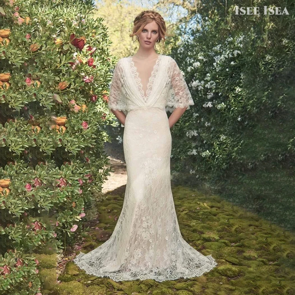 

Lace Weddings Dresses Deep V - Neck Glamorous Appliques Bridal Gown for Bride Dress vestido de novia para boda Customized