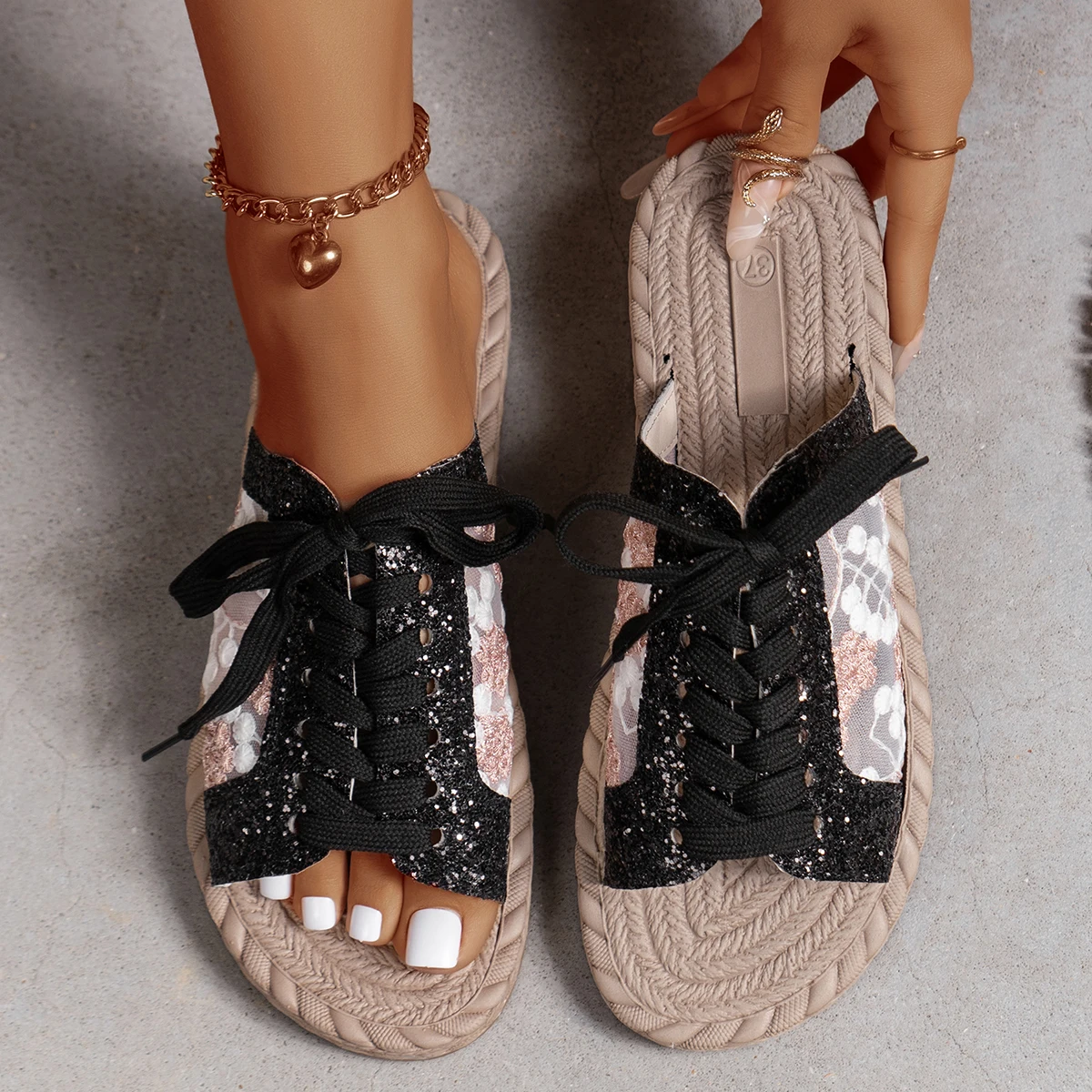 

Shoes for Women New Open Toe Women Slippers Summer Breathable Mesh Sandals Ladies Outdoor Flat Casual Slippers Slides Women