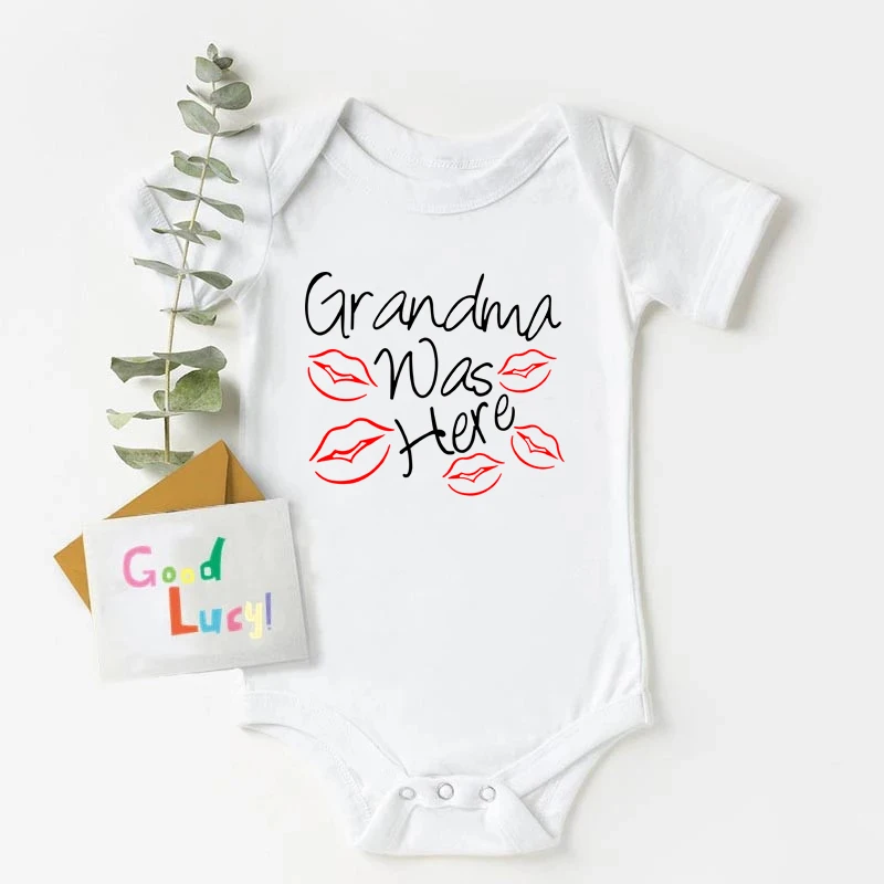 

Grandma Was Here Print Newborn Baby Romper Funny Infant Boys Girls Bodysuit Short Sleeve Cotton Jumpsuit Outfit