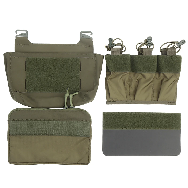 Tactical Front Flap Double Stack Mag Pouch MOLLE Abdominal Utility Bag Triple Magazine Insert Holder for FCPC FCSK Vest Shooting