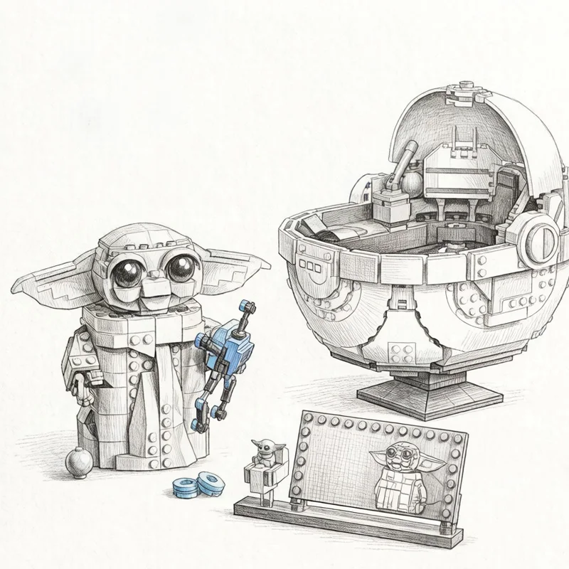 

new1048PCS Spaceship with Baby Stroller Building Blocks Creative Assembly Model Christmas Gifts Home Desktop Decor