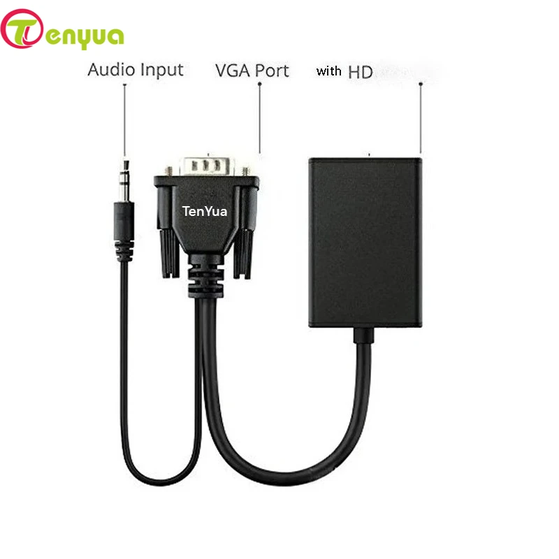 محول كابل VGA إلى HDTV 1080P مقسم صوت شحن كابل إمداد الطاقة محول لجهاز عرض الكمبيوتر المحمول