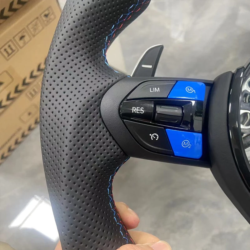 Half-Perforated Steering Wheel for BMW E90 E92 E70 F01 F10 F11 F15 F20 F22 F25 F30 F31 F35 F36 Flat Bottom M Sports with Paddle view 3