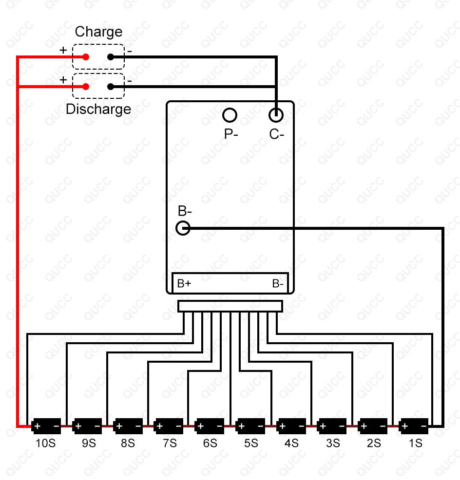 Qucc Li Ion 10S 13S 14S 15A 20A BMS 48V 36V 18650 Battery Pack Electric Toy Electric Scooter Electric Moped Power Battery BMS