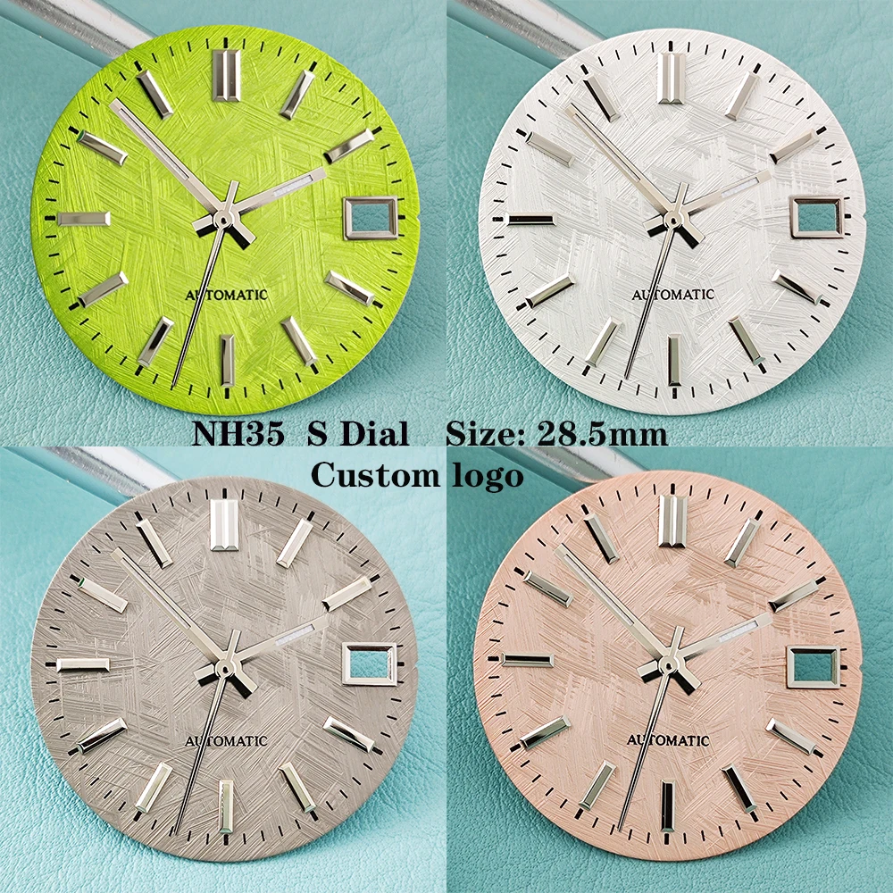 

NH35 Dial 28.5mm S Logo in Pink Blue Green White Compatible with NH35 Watch Repair Parts