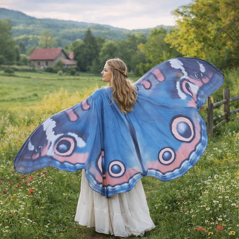 Moth Butterfly Cape Party Halloween Butterfly Peacock Shawl Masquerade Dress Up Butterfly Cosplay Costumes Festival Party
