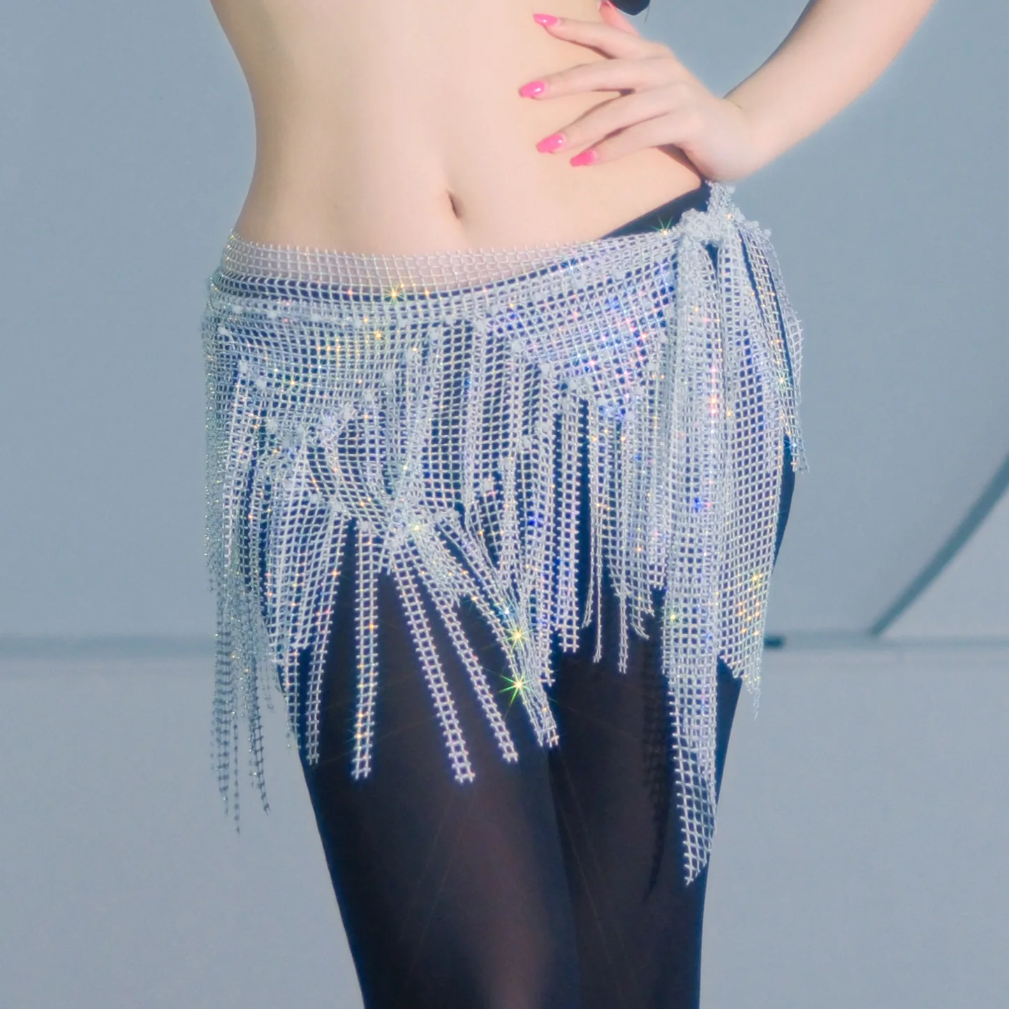 Belly Dance Hip Scarf for Women Tassel Sequins Waist Chain Belly Dancing Waist Decoration Dynamic Performance Hip Accessories