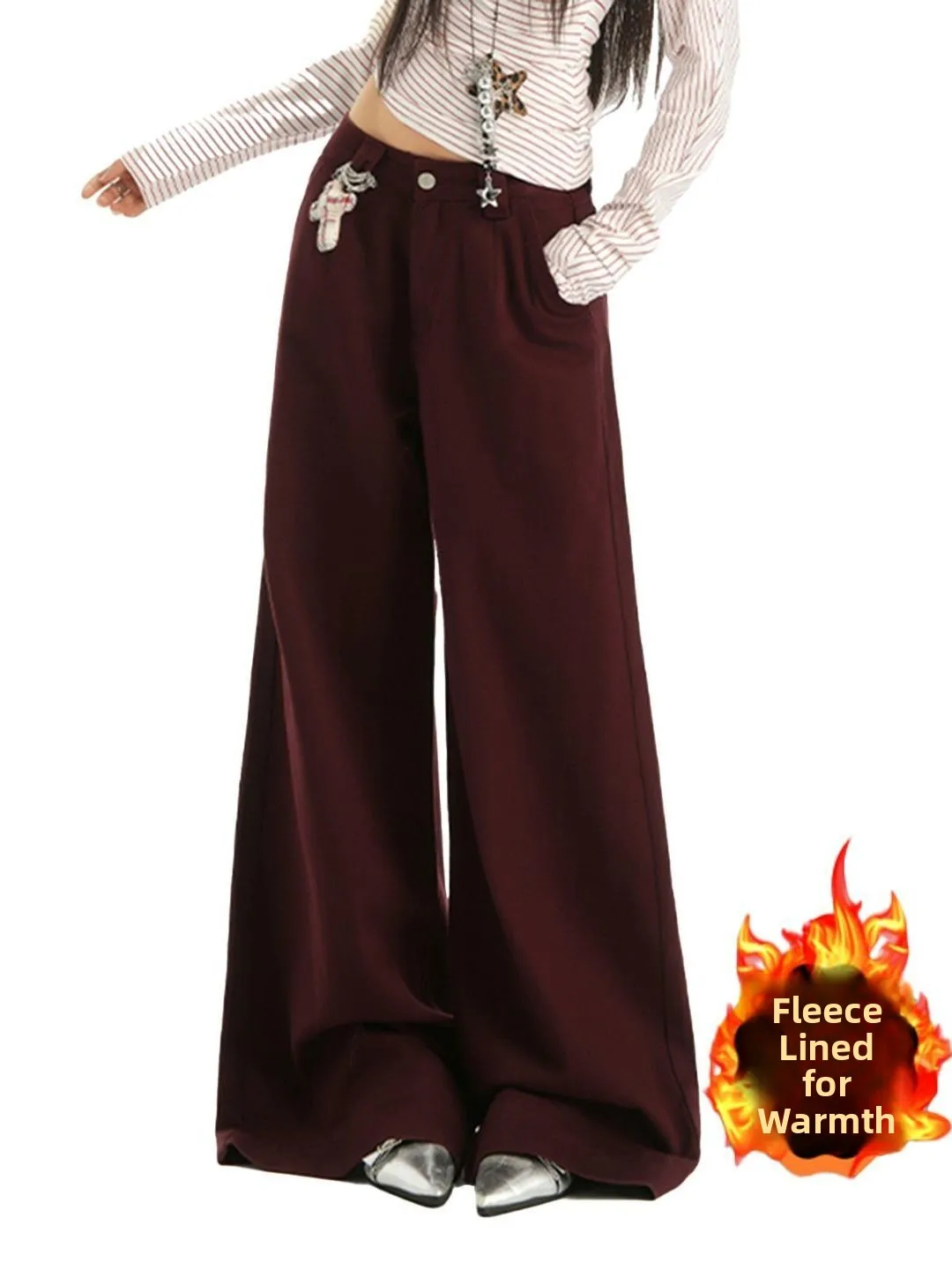 

plus Size Thiened Fce Wide Leg Men's Jeans Winter Warm Casual Straight Cut Denim Trousers Faionable Street Sle