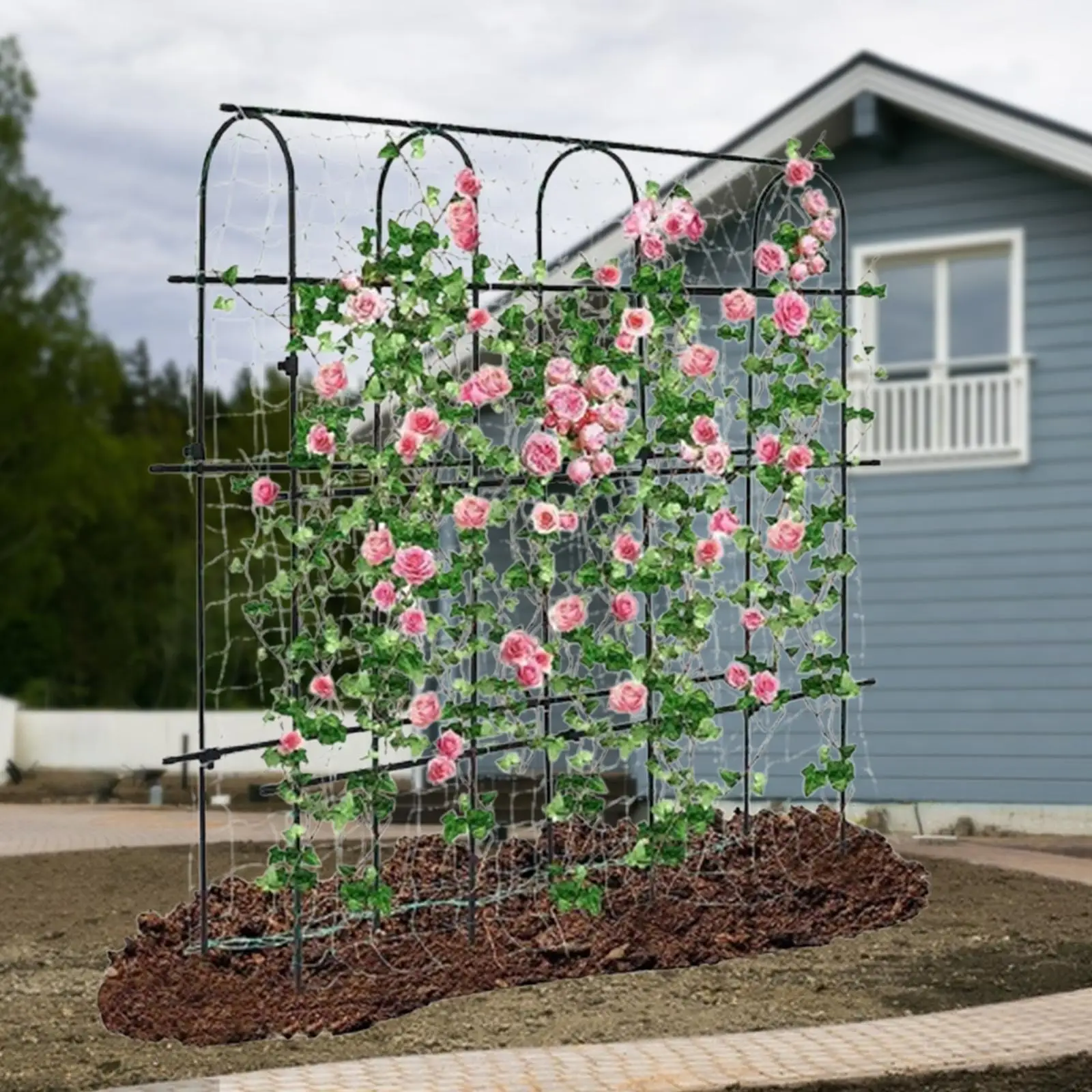 

Garden Cucumber Trellis,Plant Grow Supported Frame,Arch for Cucumber Vegetable Fruit for Climbing Plants Outdoors,Pea Trellis