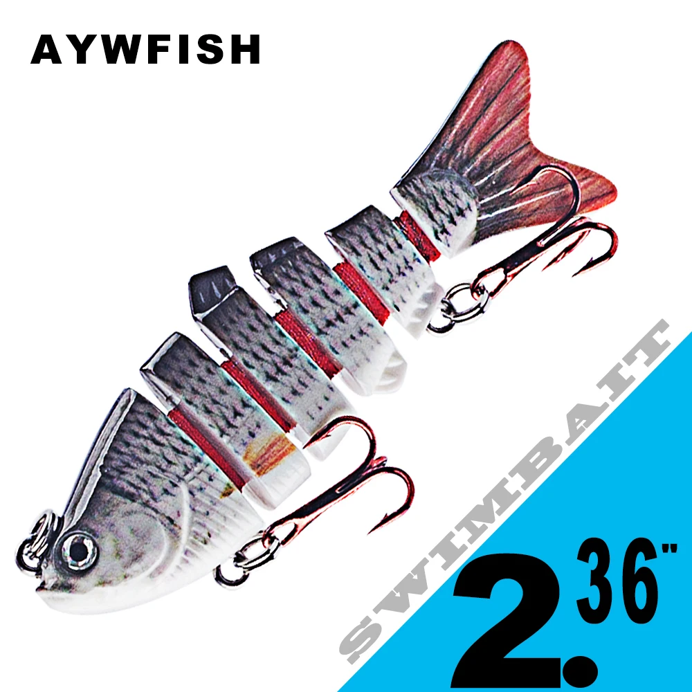 AYWFISH Artificial Bait 6 Segments Jointed Fishing Lures Wobbler Lifelike Action 6CM 4.4G Mini Swimbait