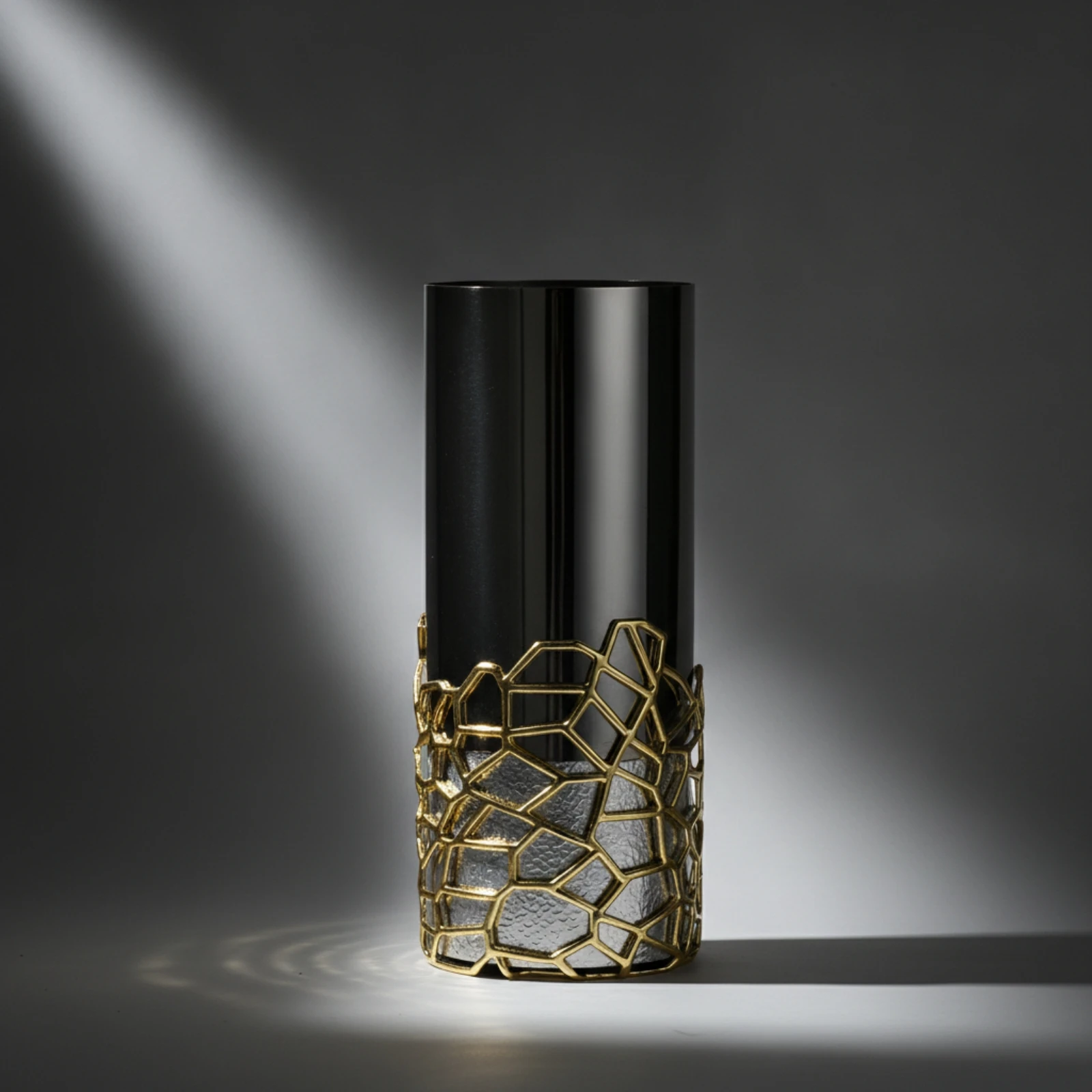 Cylindrical Vase Silver-Toned Metal Vase Openwork Tall for Living Room, Entryway