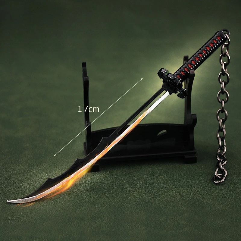 17cm/6.69in Bleachs Anime Peripheral Millennium Blood Battle Chapter Kurosaki Ichigo Lock No Moon Metal Model Figurine Ornaments