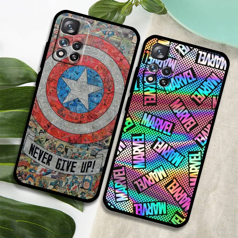 Marvel Avengers Hero For Xiaomi Redmi Note 12 11 11T 10 9 8 7 6 5 4 Pro 5G 4G Silicone Soft Shockproof Black Phone Case Fundas