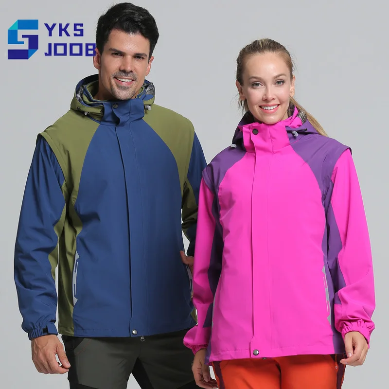 Detachable Sleeves Hiking Jacket Male Windproof Waterproof Anti-fouling Camping Tops Breathable Warm Thicken Treking Coat Winter