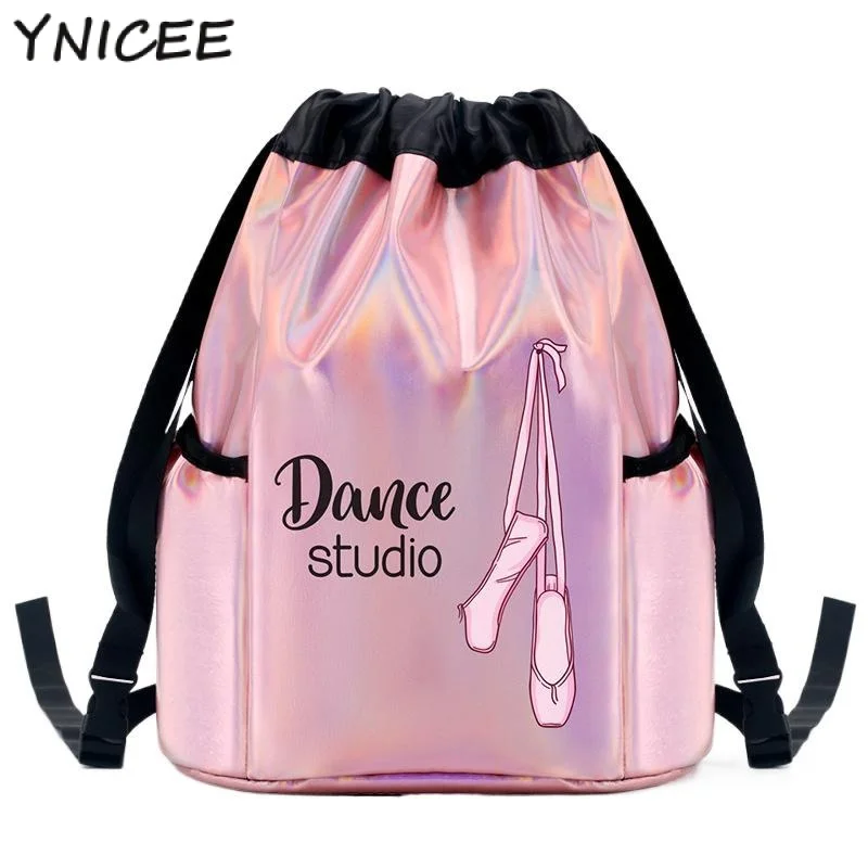 Girls Glitter Toe Shoes Sequins Ballet Dance Bag Kids Students Daypack Backpack for Ballerina Dance Gym Class Shoulder Handbags