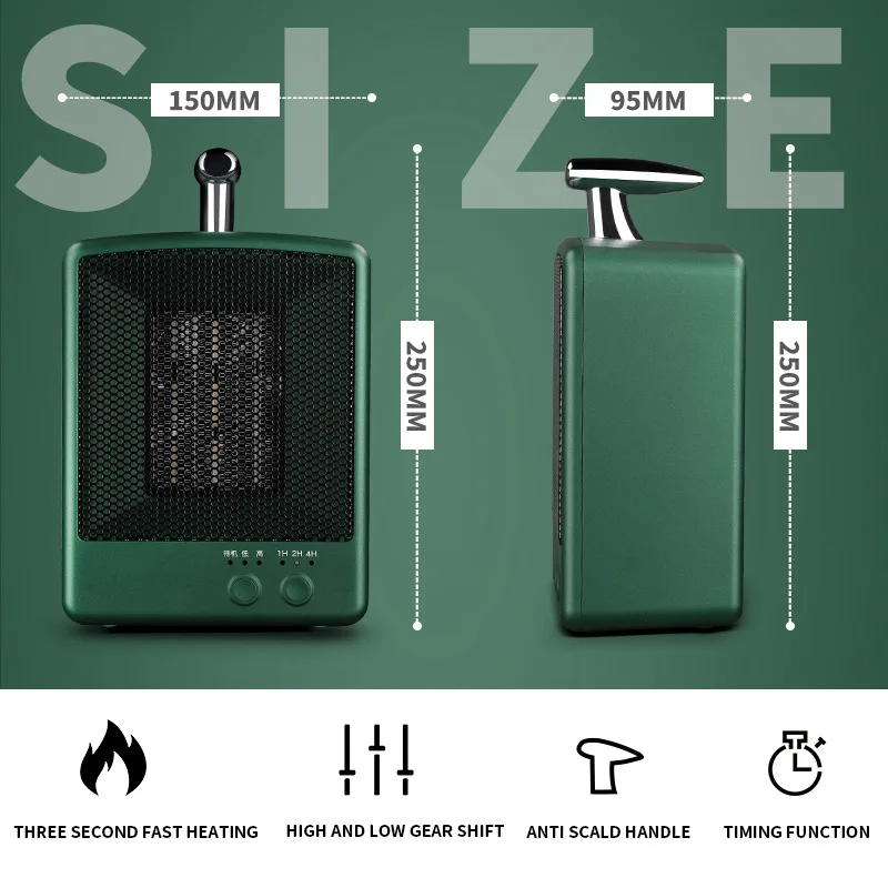 Electric Space Ceramic Heater, Adjustable Thermostat, Overheat Protection, Anti-Roll System, 1000W Heaters for Home Low Energy