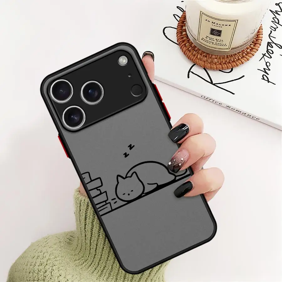 حافظة لهاتف ابل ايفون 17 اير اكس اس ماكس 13 ميني 7 8 12 13 11 برو ماكس 15 16 14 بلس غطاء ناعم لطيف كات #3