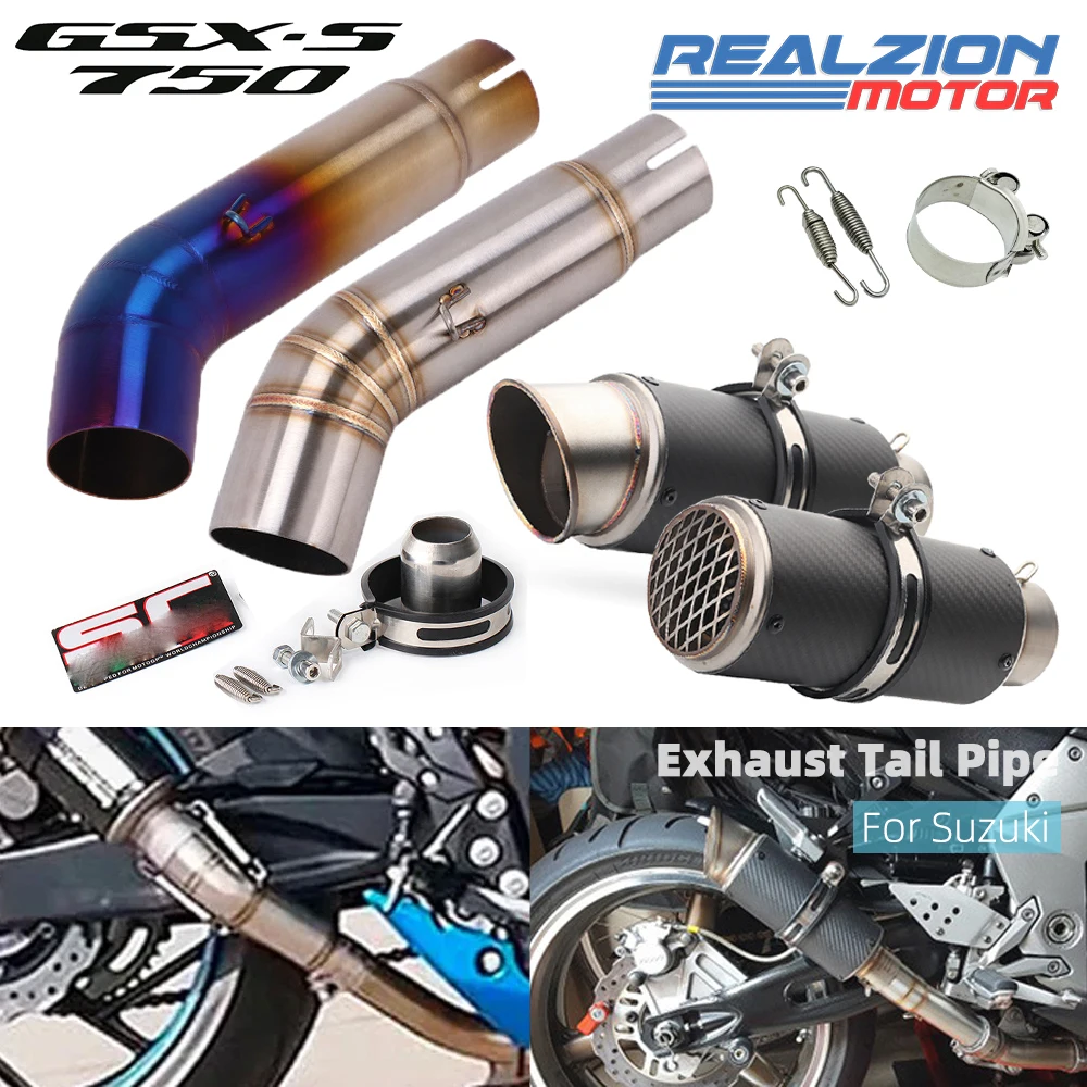 REALZION GSX750 Slip On Pipe BK750 Middle Pipe Tailpipe Motorcycle Exhaust Pipe Connecting Pipe For Suzuki GSX-S750 2017-2021