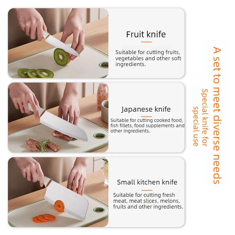 Ladies Kitchen Knife Set Japanese Style Fruit Vegetable Cutting Knife for Home Cooking baby food making 3-pcs sets kitchen tools