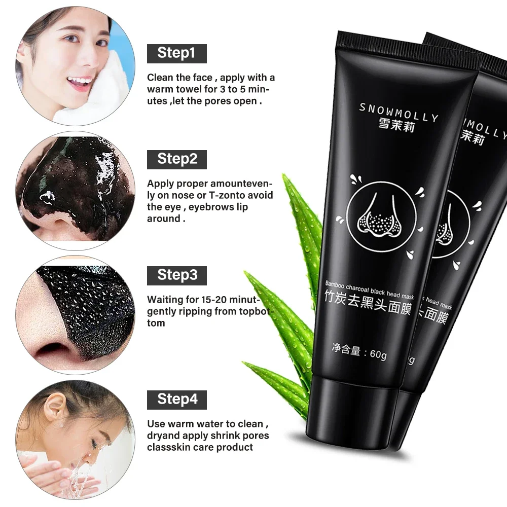 Bamboo Charcoal Clean Nose Mask Remove T-zone Blackhead Acne Shrink Pores Tearing Nose Mask Oil Control Gentle Clean Mask Makeup