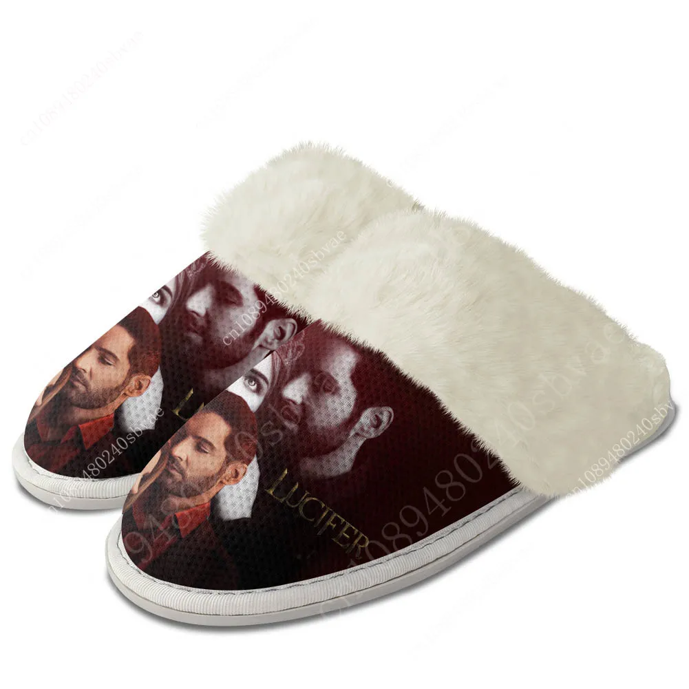 Lucifer Plush Slippers Keep Warm Shoes Mens Womens Home Cotton Bedroom Popular Movies Customized Thermal Lightweight Slipper DIY