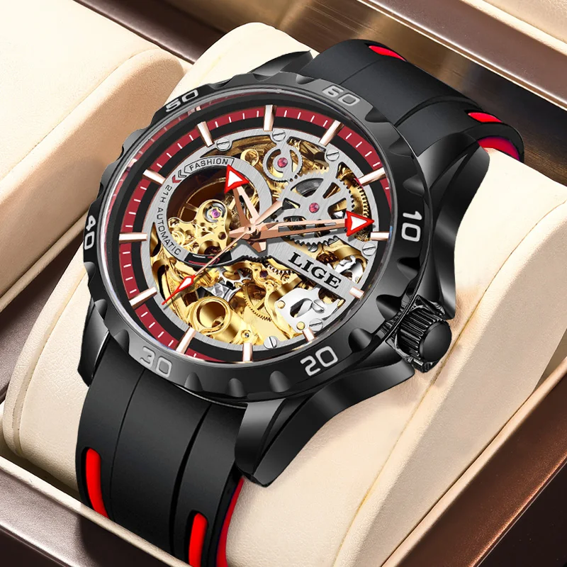 LIGE Mechanical Watches luminous Watch for Men Automatic Men\'s Watches Luxury Original Brand Stainless Steel Tourbillon Clock