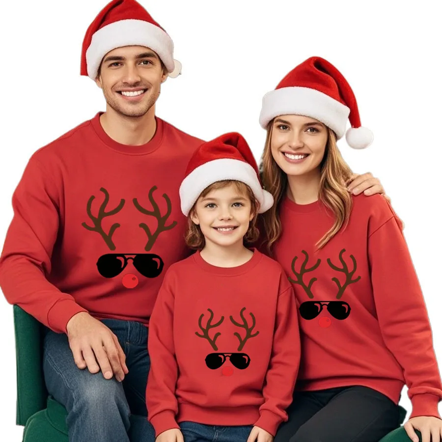 Christmas Sweatshirts for The Whole Family Matching Mickey Print Clothes New Year Mom Dad and Son Daughter Baby Tops