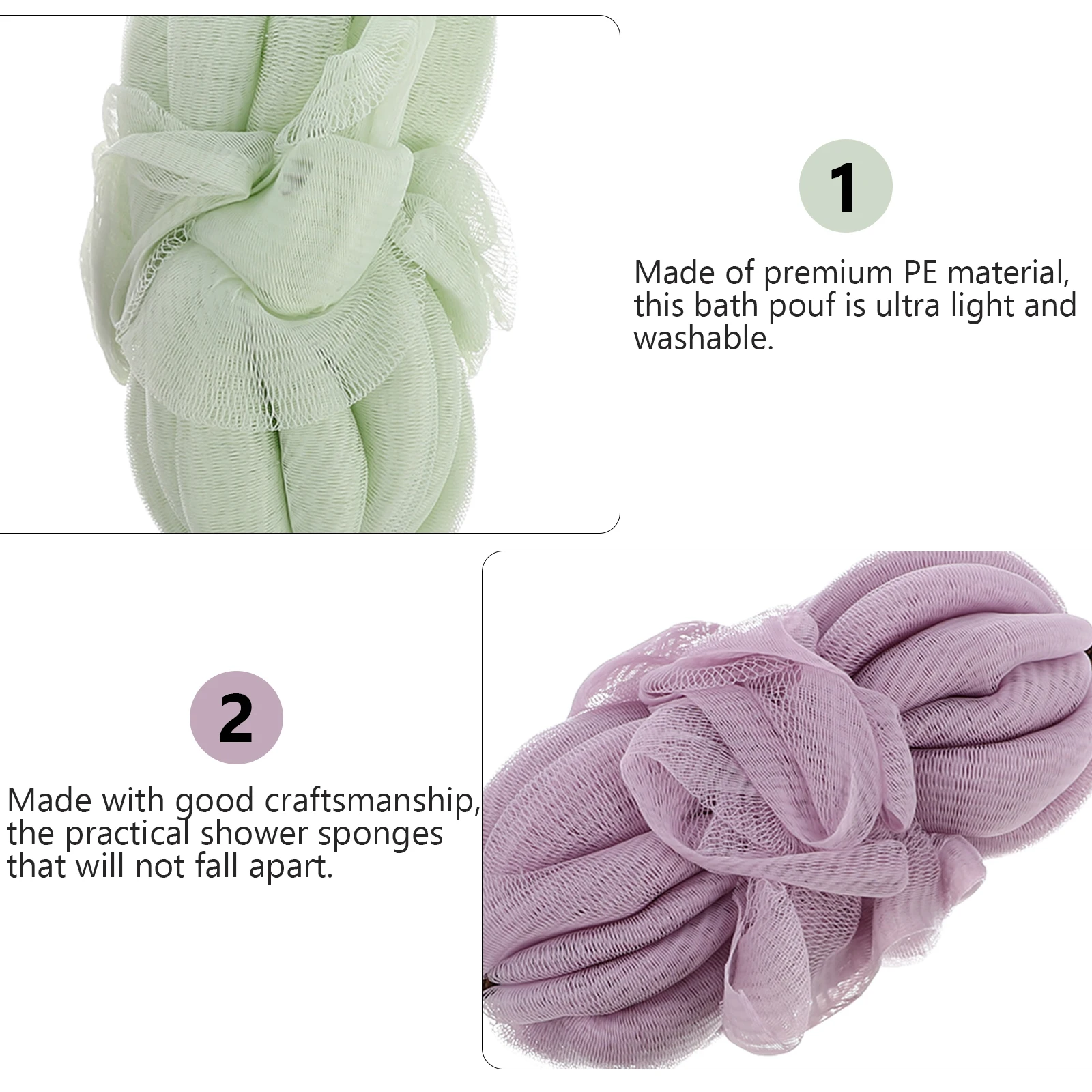 

2Pcs Bath Ball Scrubber Loofah Sponges Pull Back Strip Cleaning Mesh Shower Sponge Soft Exfoliating Puff Body Wash Tool