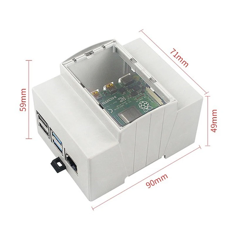 DIXSG DIN Rail ABS Case for Raspberry Pi 5 Large Inner Space Shell Electrical Box Enclosure for Raspberry Pi 4 Model B