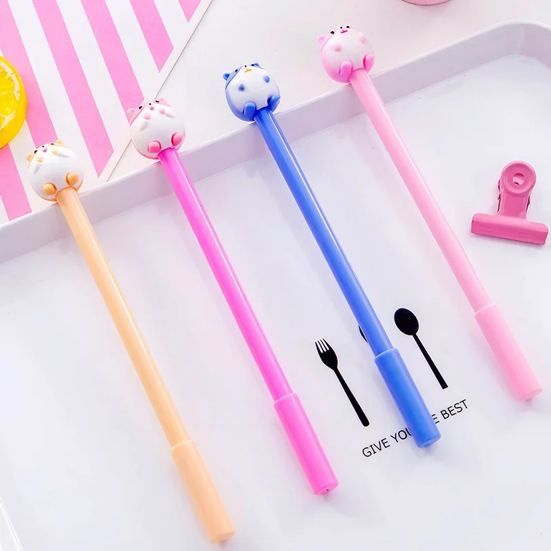 40PCS Creative Cute Small Mouse Fat Mouse Cartoon 0.5 Mm Black Stationery Kawaii School Supplies Gel Pens