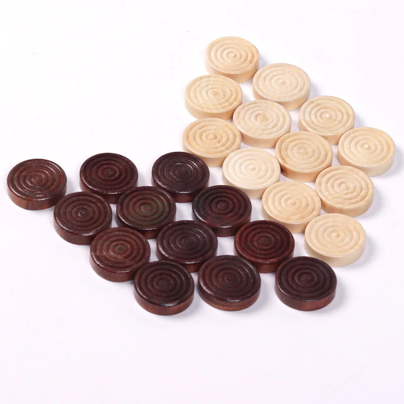 24Pcs set of checkers wood Wooden Round Checkers Pieces For Backgammon Chess Game Accessories