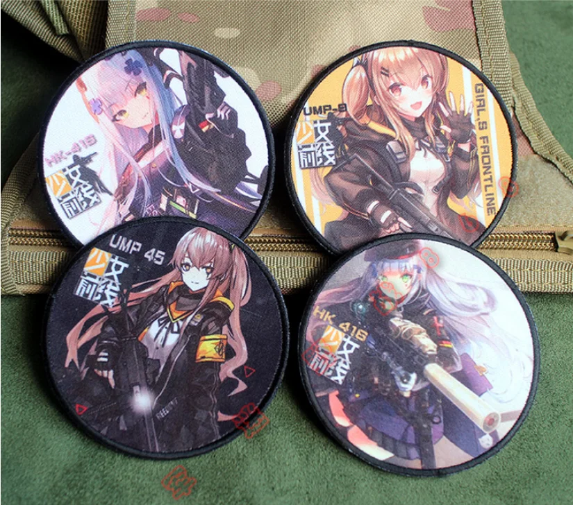 Girls Frontline Tactical Patch Print Round Arms Two Dimensional Game HK416 UMP45 Team Backpack Sticker Badges For Clothing