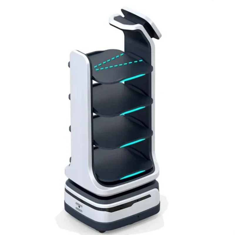 روبوت تقديم الطعام عالي الجودة، روبوت توصيل الطعام للنادل البشري للبيع، روبوت تسليم تجنب العوائق #6