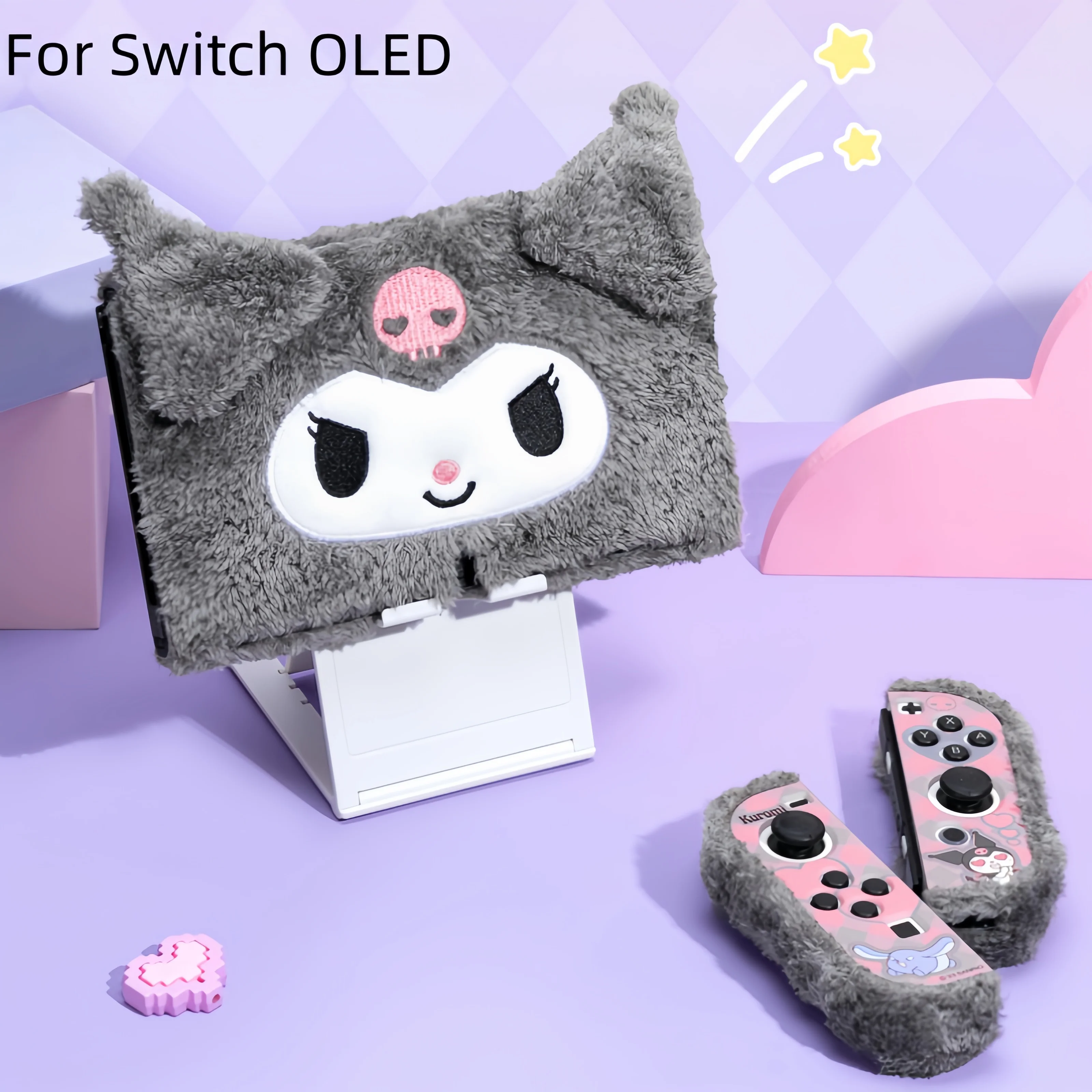

Sanrio Kuromi Switch Protective Case Oled Accessories Plush Soft Shell Split Type All Inclusive Anti-Fall Student Festival Gift
