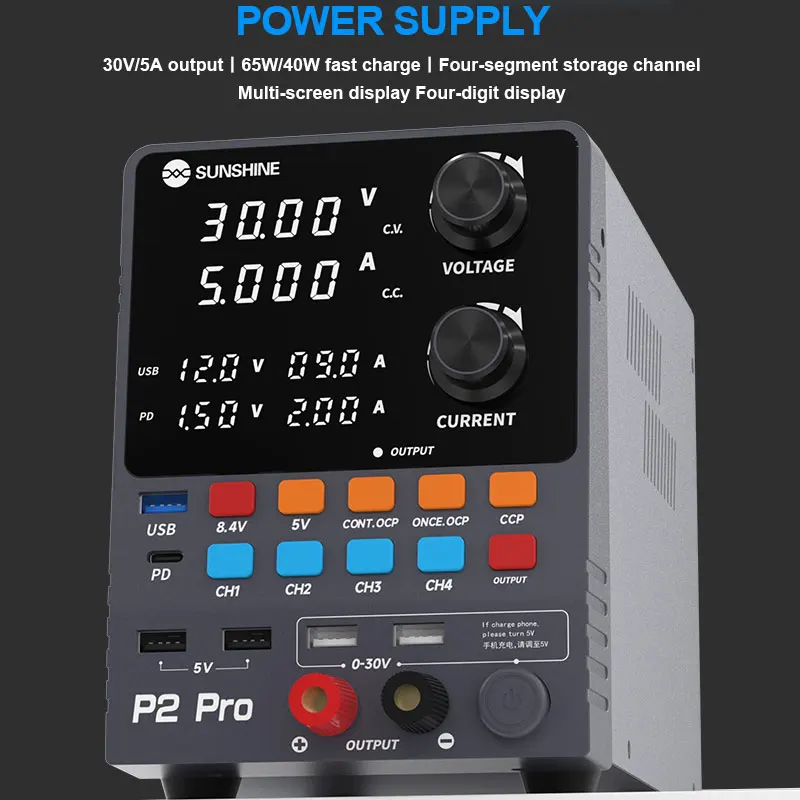 SUNSHINE P2 Pro 330 W Intelligentes geregeltes Gleichstromnetzteil Ringkerntransformator 30 V/5 A Ausgang Reparaturwerkzeuge