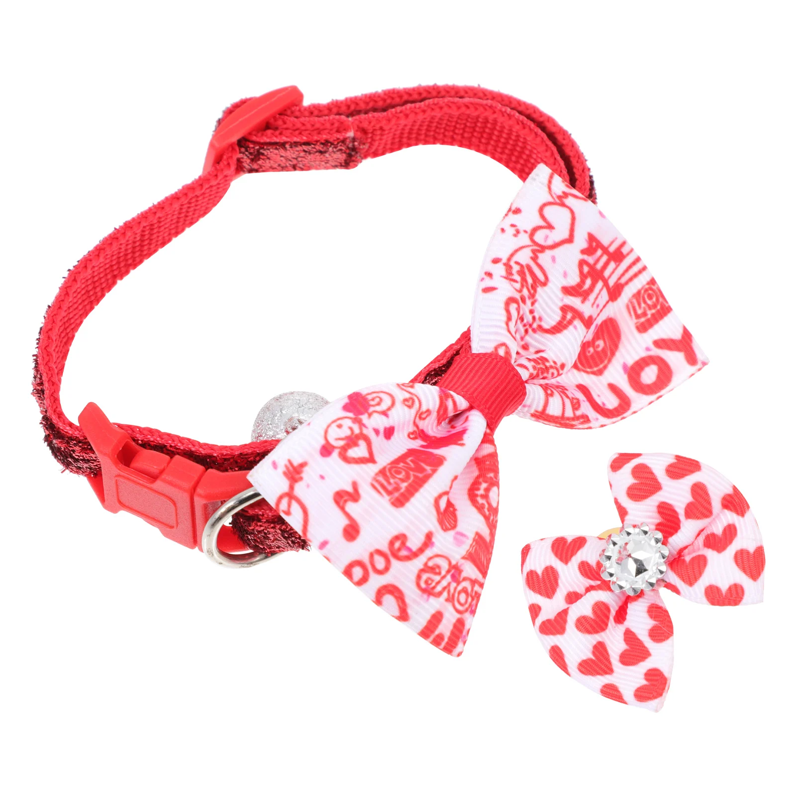 

Pet Collar Bow Tie Set Ties for Dogs Polyester Cotton Valentine' Day Costume Accessory Small Collars