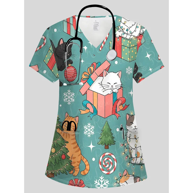 Women's FashionVShort-sleeved nursing uniform with pockets，The fabric is comfortable and elastic, suitable for doctors, nurses,