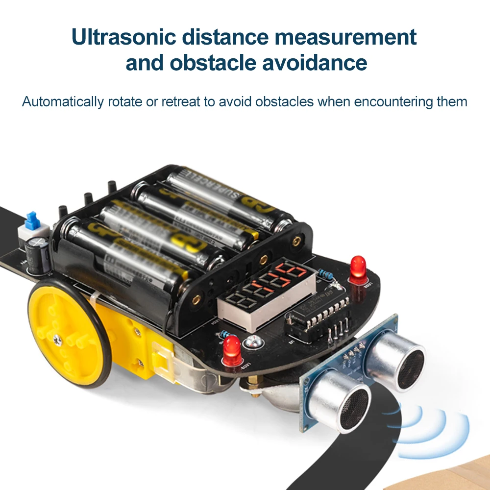 Imagem -04 - Inteligente Obstáculo Evitar Brinquedo Faça Você Mesmo Parte Solta Ferramenta Prática de Soldagem Ultrasonic Ranging Robô Inteligente Carro Estudantes