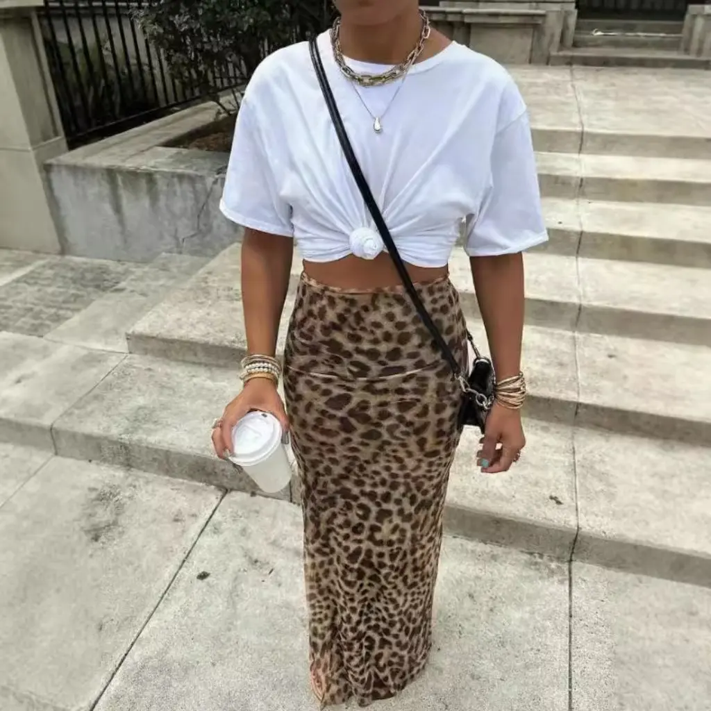 

Women's High Waist Skirt Stylish Leopard Print Summer New Sexy Style Clothing Fashion