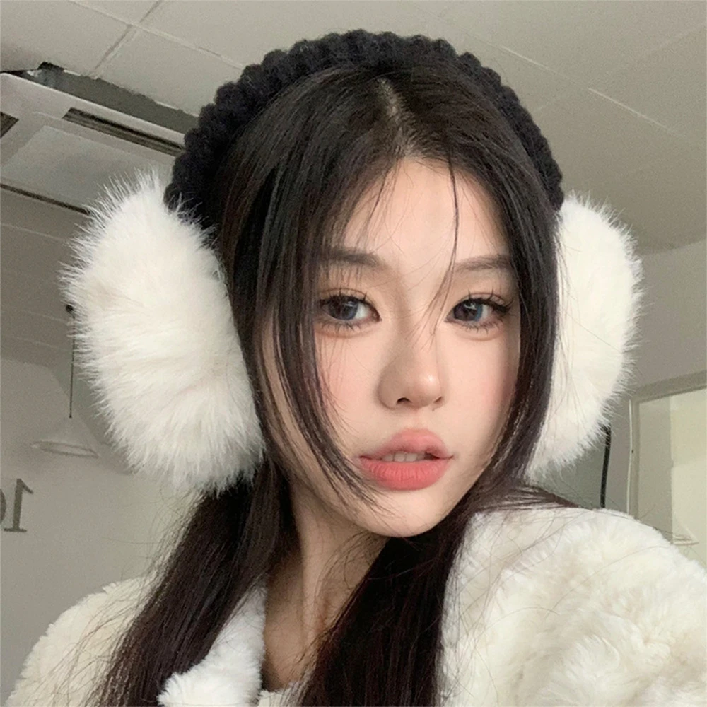 Cute Plush Fur Headphones Women Winter Warm Earmuffs Soft Cashmere Solid Fur Earplugs Fashion Unisex Ear Cover Outdoor Supplies