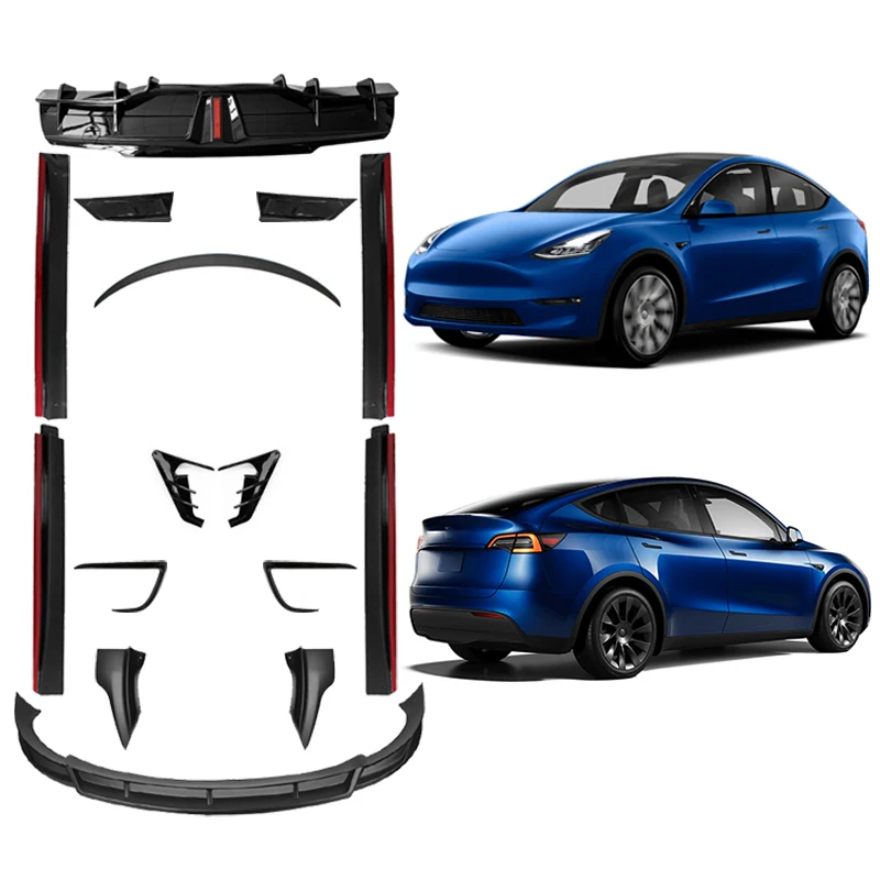 

B Fast Style Carbon Fiber Body Kit for Model Y, New PP Material Front Lip, Rear Diffuser, Side Skirt, Spoiler & Bumper