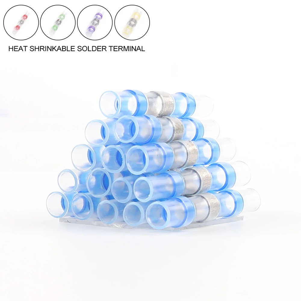 

25/50PCS Heat Shrinkable Wire Waterproof Connectors SST Sleeve AWG26-10 Butt Electrical Splice Tinned Solder Seal Terminal